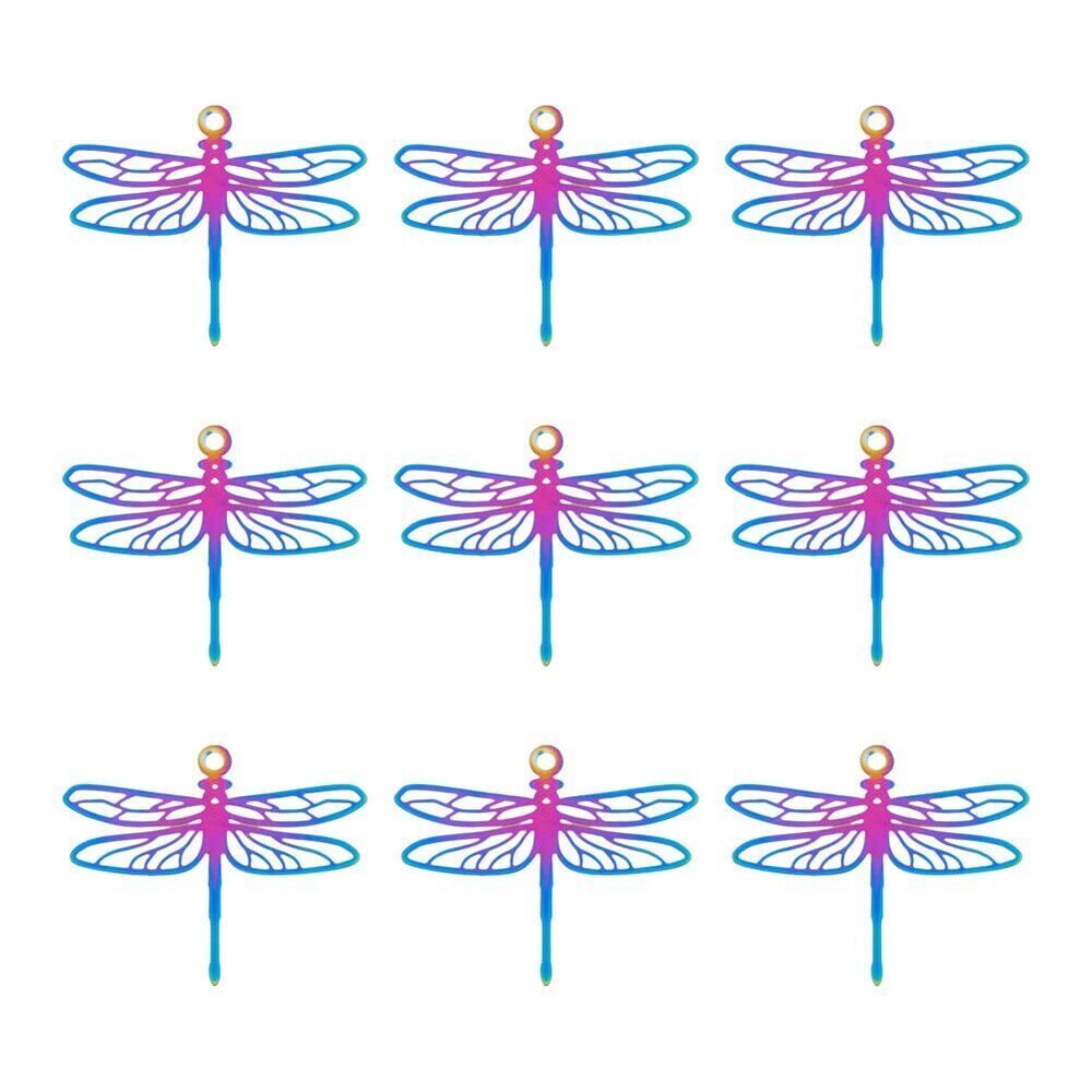 1960 50pcs Dragonfly Multi-Color Stainless Steel Filigree Pendants Hollow